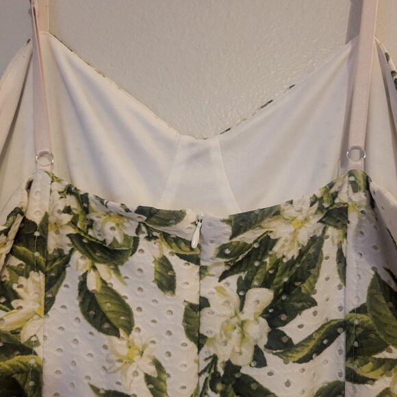 Betsey Johnson Women’s 14 White Green Floral Taylor Corset Jumpsuit Wide Leg - Picture 8 of 14